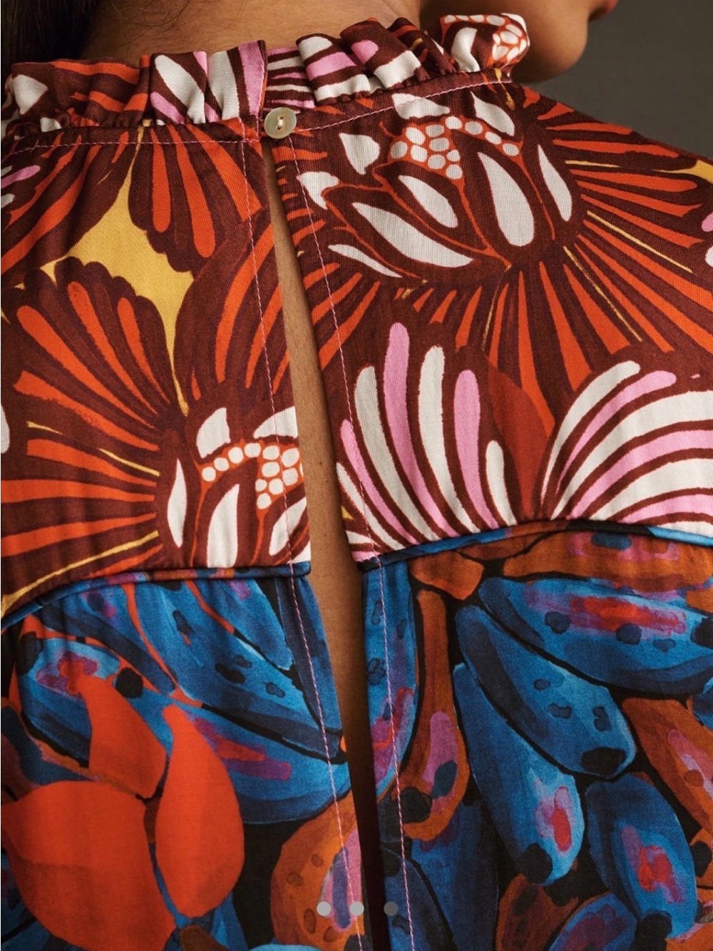 FARM Rio Multicolor Floral Ruffle Peplum Blouse - Picture 3 of 4